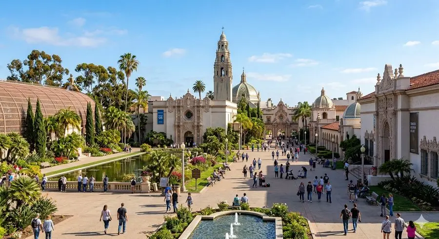 Balboa Park Botanical Building and Lily Pond