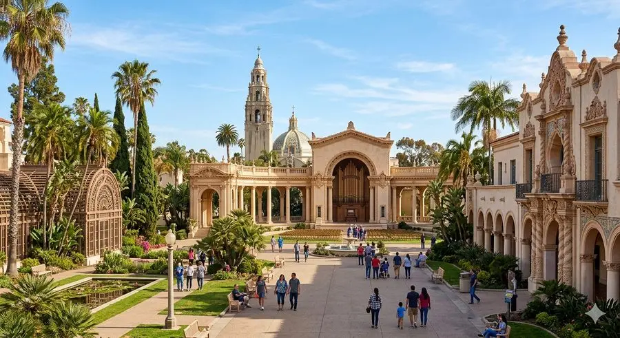 Balboa Park — Spanish Colonial architecture and Spreckels Organ Pavilion